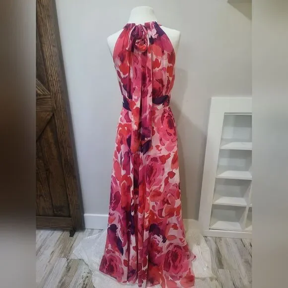 Eliza J Floral Print Halter Neck Maxi Dress Sleeveless Watercolor NWT Sz 6  Dresses